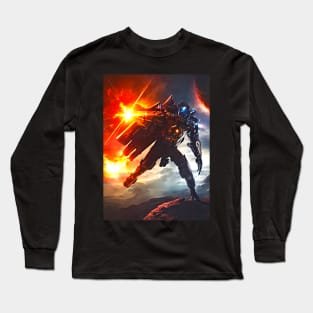 Human/Alien War - Returning Fire! - AI Generated Sci Fi Concept Art - Long Sleeve T-Shirt